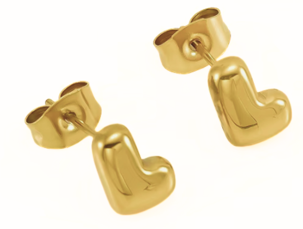 Gult guld HoopLa boblebogstav mini ørestikker i stål med 18K guld for engroshandel på Faire13