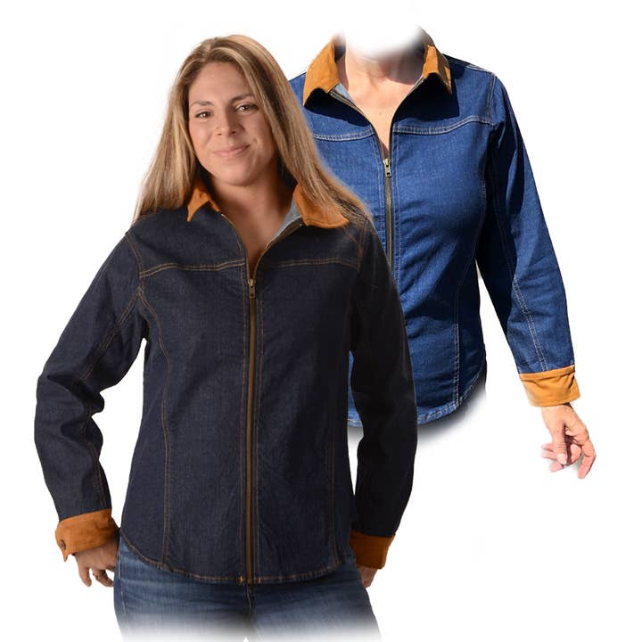 Camicetta con zip in denim per la vendita all'ingrosso da parte di Gypsy Rose