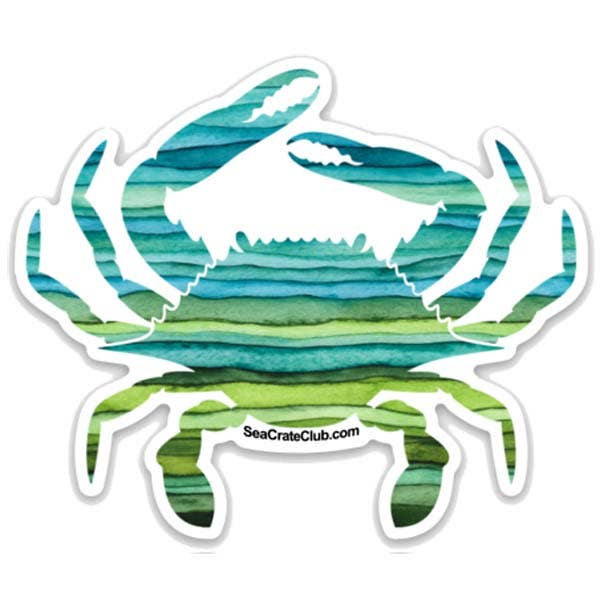 3" Striped Crab Sticker for wholesale by B McVan Designs