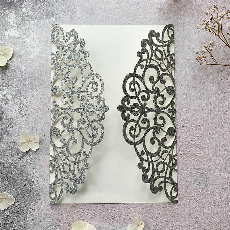 Imaginediy – wholesale Invitations – Lavish Glitter Laser Cut in Silver0