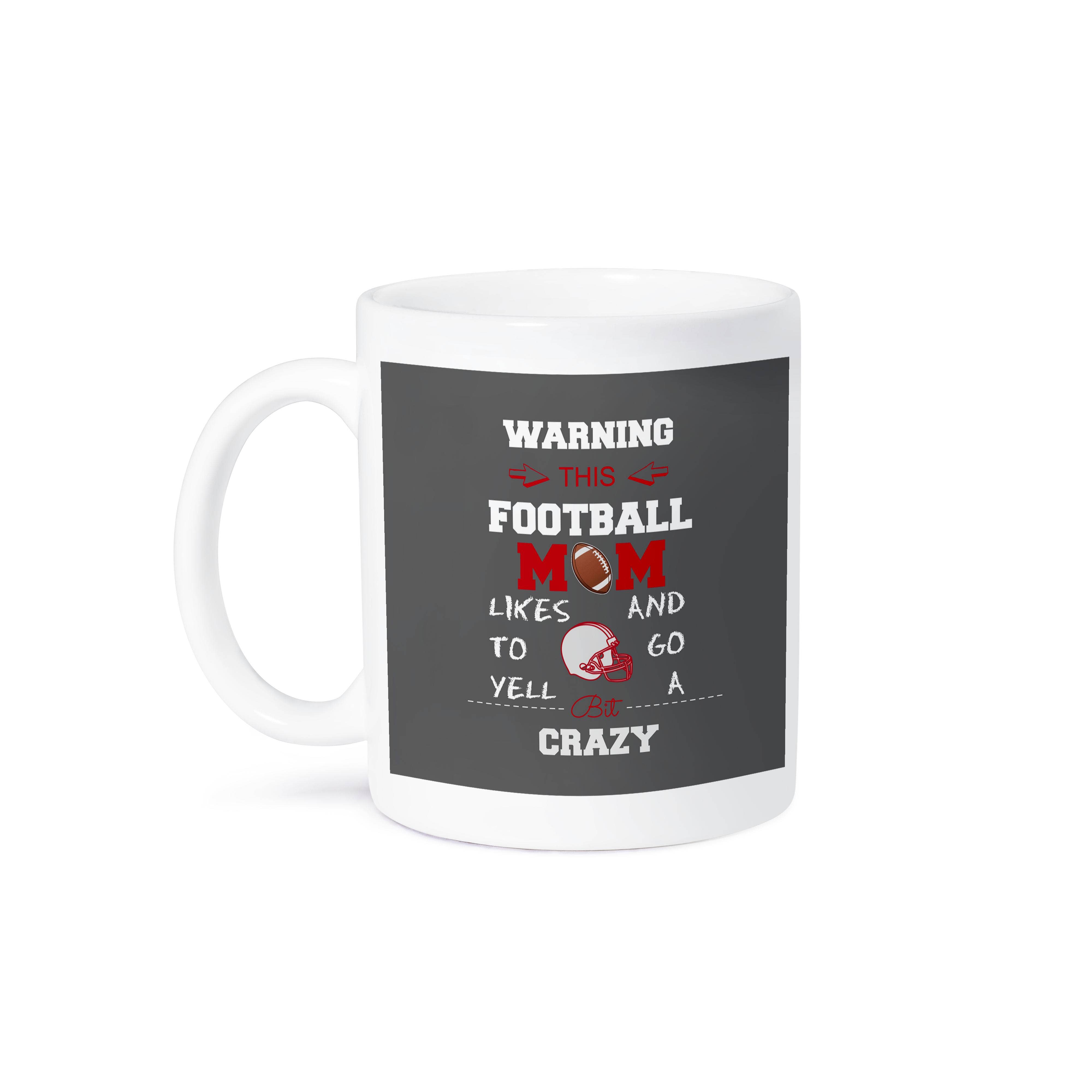 3dRose - Wholesale Coffee Mug - 3dRose, Warning this football mom likes to go crazy red and grey, Mug8