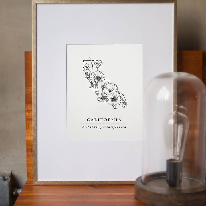 Seniman Calligraphy - Wholesale Art Print - California Orange Poppy Artprint