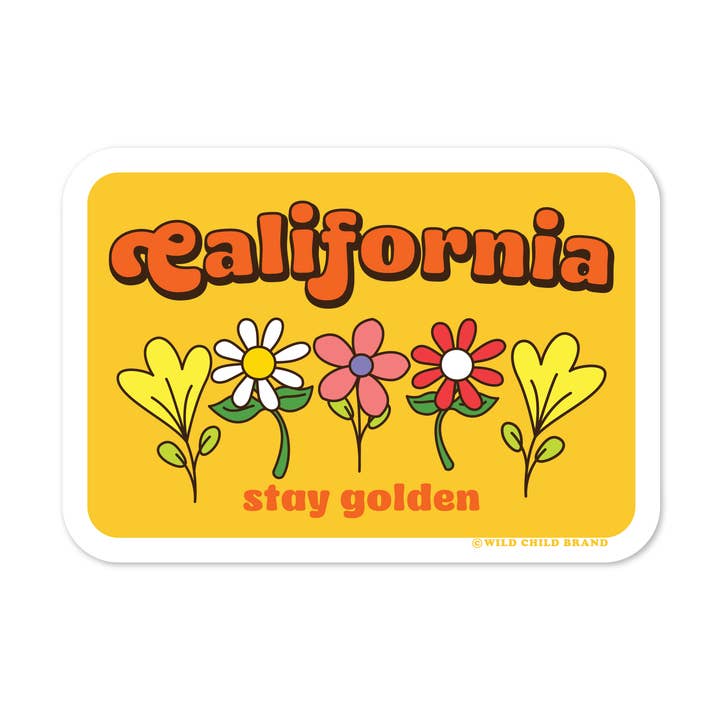 California Flowers Sticker | Retro 70s Wildflower Decal for wholesale by Wild Child Brand