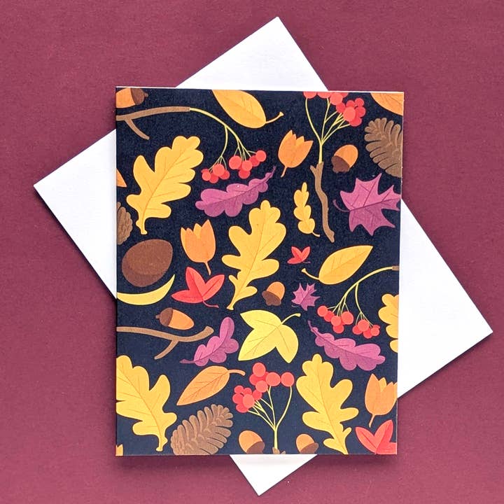 Elegant Fall Leaves Greeting Card | Blank Inside for wholesale by Ham Eye Am