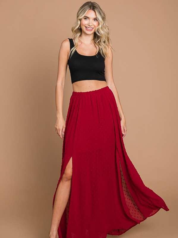 CWS1891 - JUPE LONGUE FENDUE AVEC FRONCÉ pour la vente par Culture Code