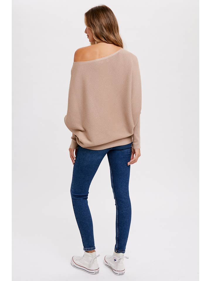 Bluivy - Wholesale Knit Sweater - Women's - ASYMMETRICAL OPEN SHOULDER DOLMAN PULLOVER55