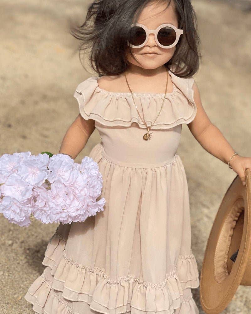 Bailey's Blossoms - Wholesale Mommy & Me-sets - Mommy and Me Nellie maxi-jurk met ruches - Champagne27