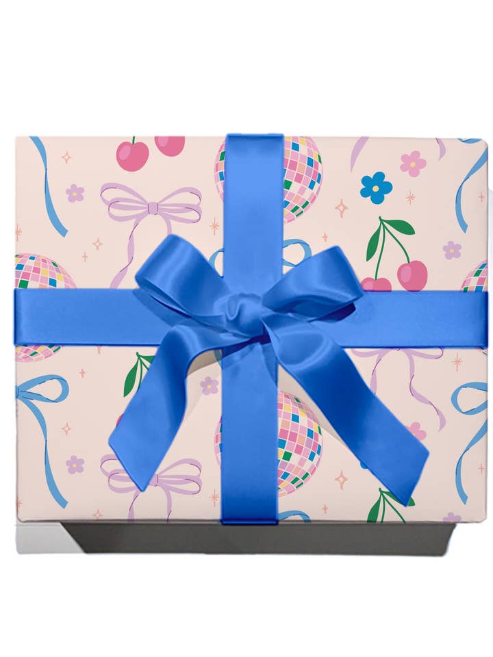 Disco Ball Bows Wrapping Paper - Single Sheets for wholesale by Rock Paper Scissors