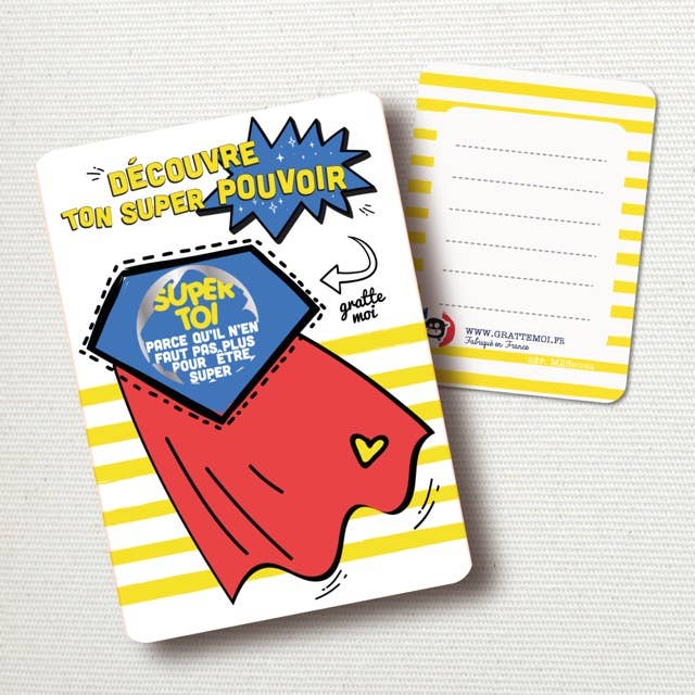 GRATTE MOI papeterie - Wholesale Everyday Greeting Card - “Super you” scratch card, surprise message3