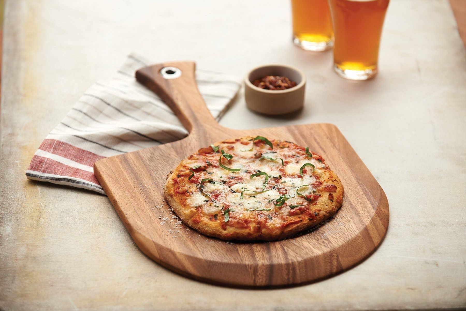 Fox Run Brands - Wholesale Pizza Board - Ironwood Lucca Mini Pizza Peel, Acacia Wood, 16" x 10" x 5"1