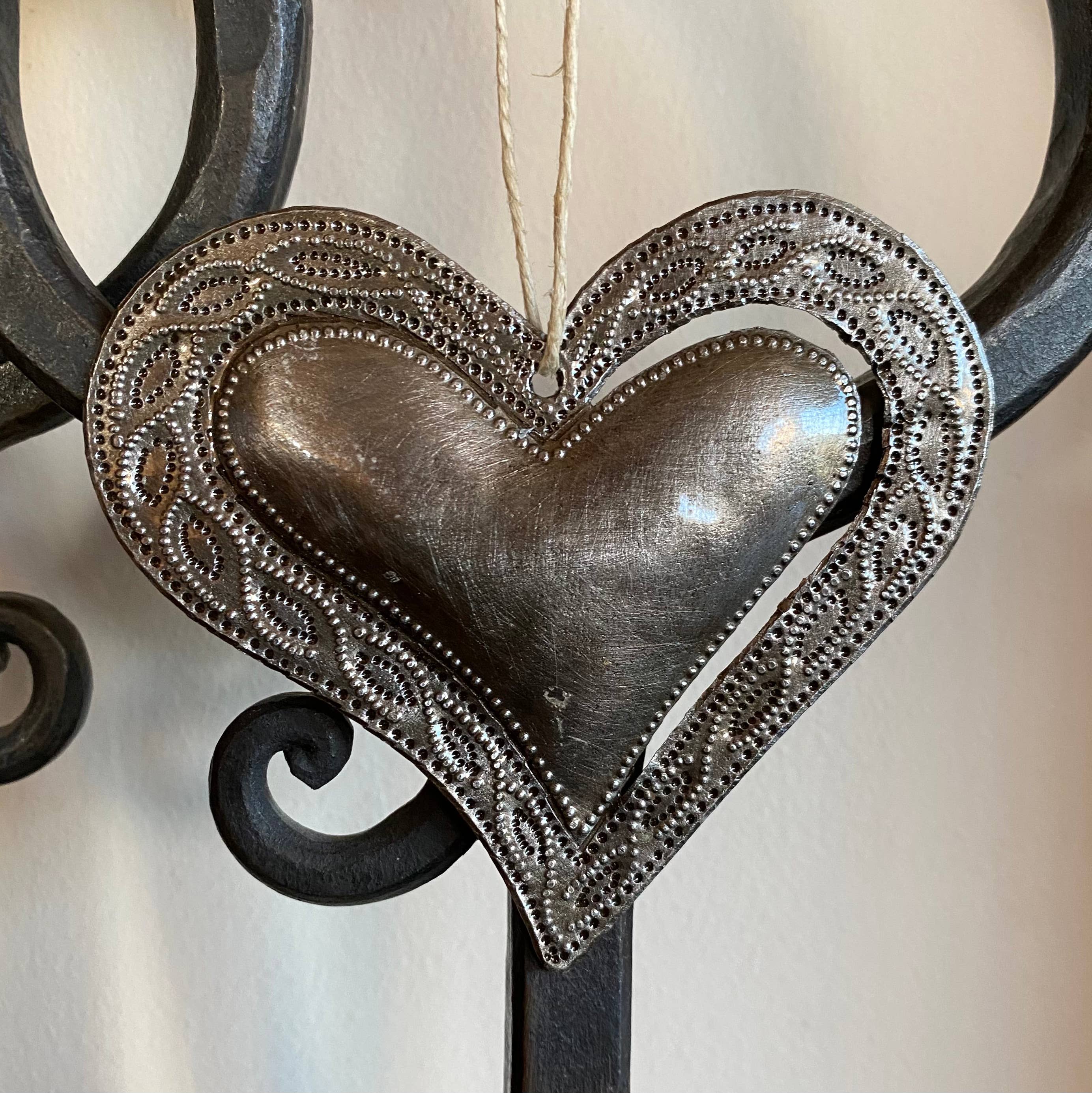 Haiti Fair Trade~ It's Cactus - Wholesale Ornament Set - Set of 3 Handmade Small Heart Ornaments 2.5x2.5 Haiti Art5