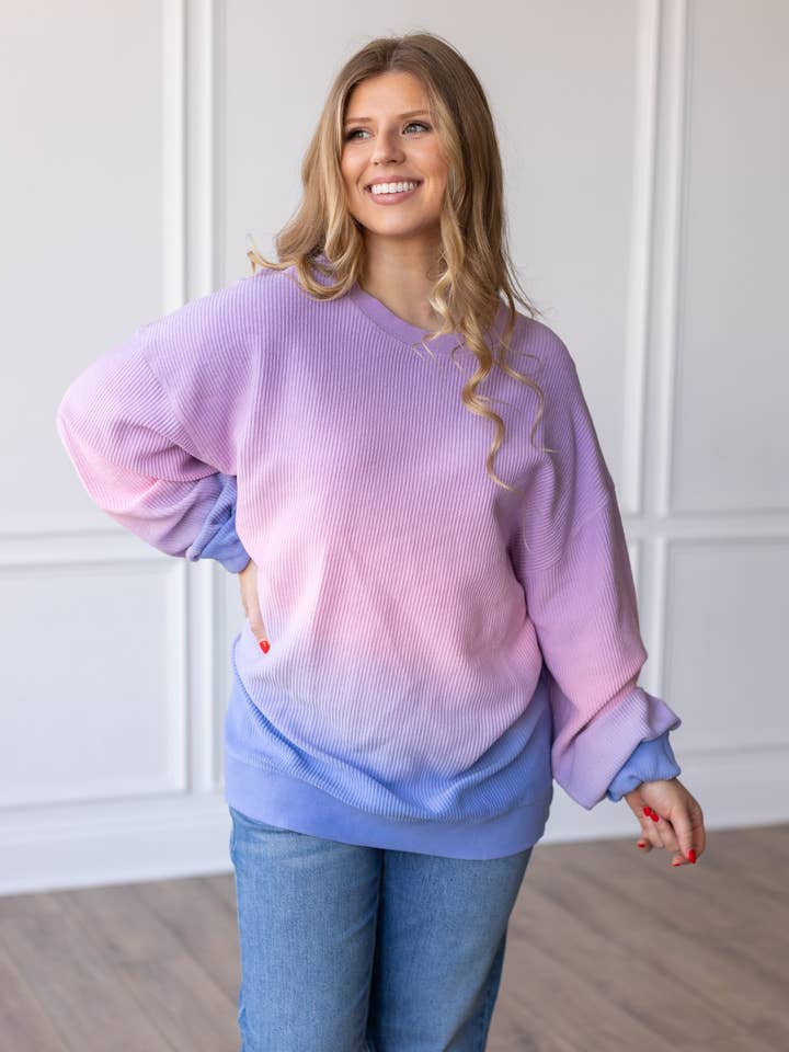 COTTON CANDY OMBRE CORDED CREWS for wholesale by Moon Ryder