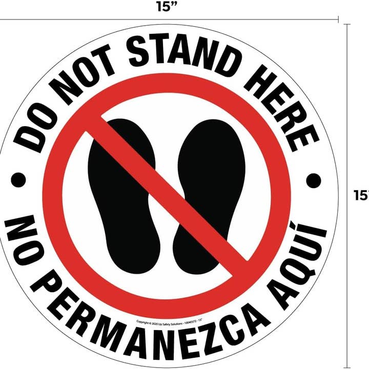 Many Stickers – Engroshandel Skilt – Stå Ikke Her - Engelsk/Spansk Gulvsikkerhedsskilt, Vinyl1