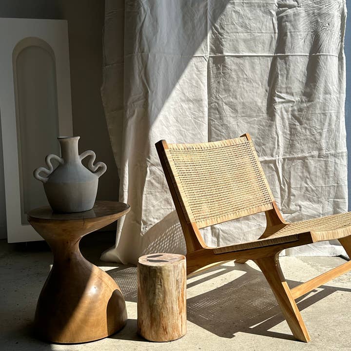 Office Objets - Wholesale Chair - Reclined chair in natural wood and woven rattan88