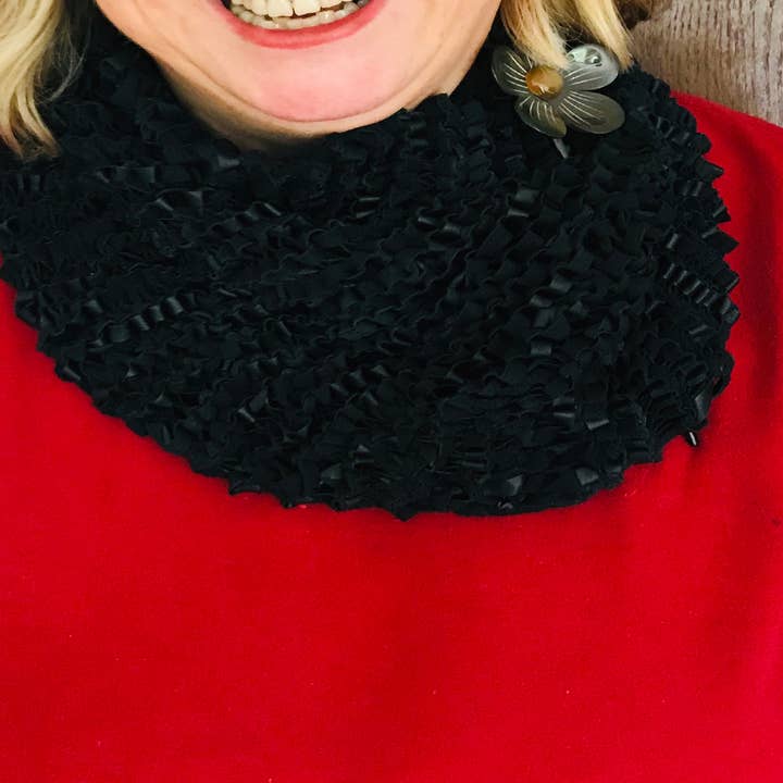 Hand Knit, Leather yarn Scarf for wholesale by Silk Wool and Bijoux