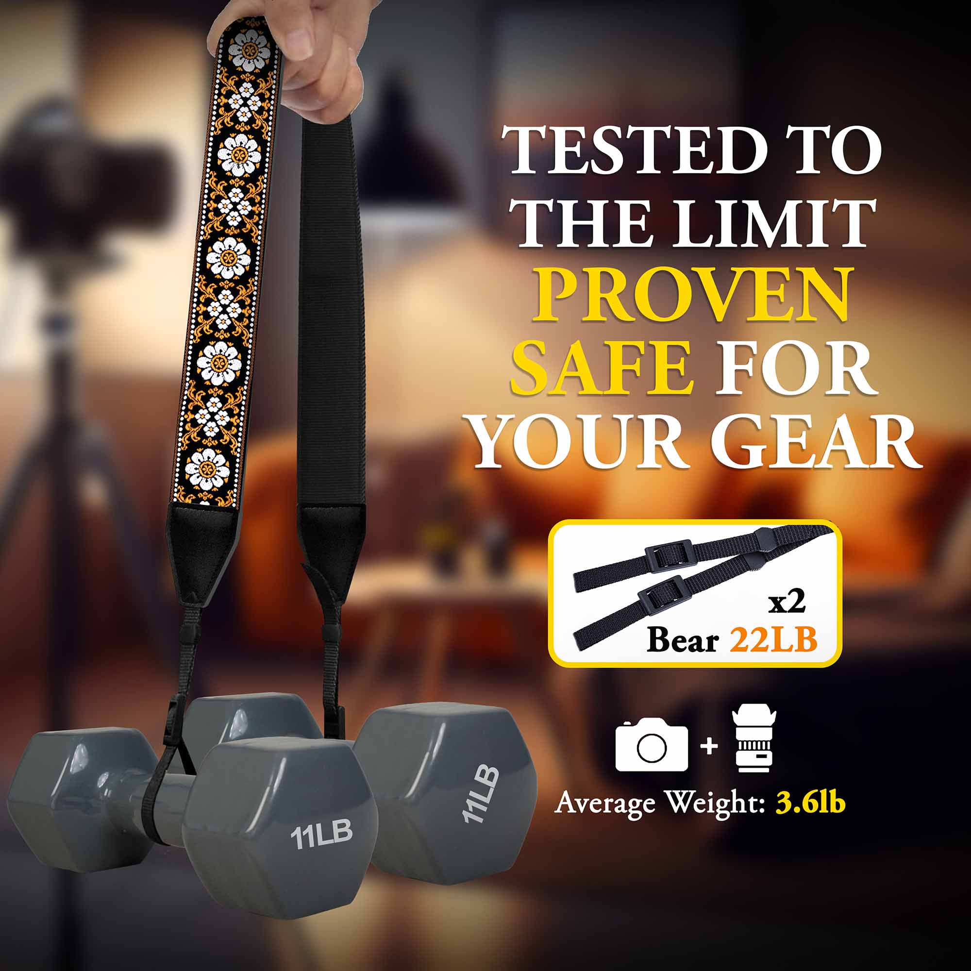 Gradzo – wholesale Camera strap – Custom Embroidery Camera Strap - Brown Flowers Camera Strap4