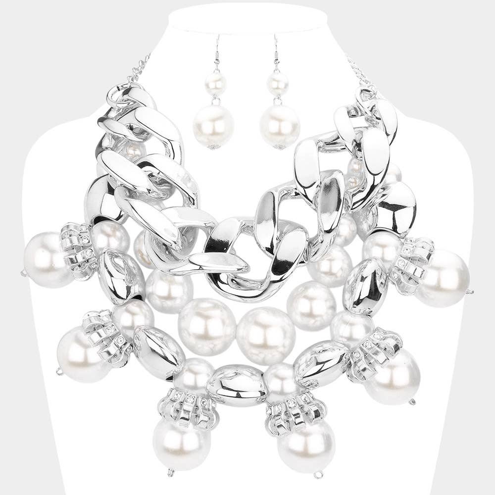 Sensibling Corp. - Wholesale Halskettingen - Chunky ketting met parel bib-halsketting3