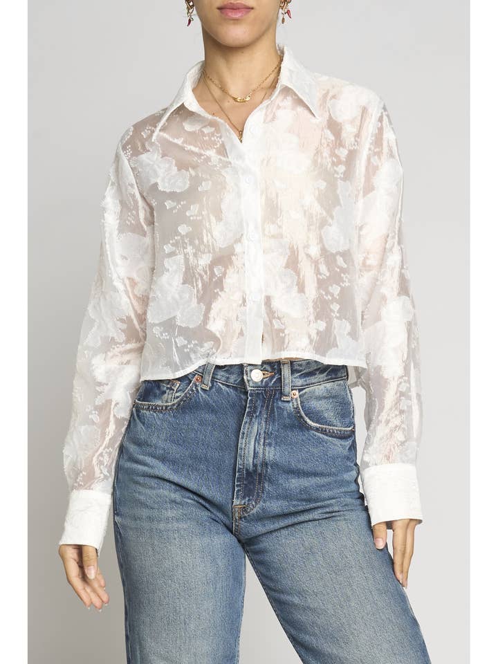 PUREE BROKAAT GECROPTE BLOUSE voor wholesale door Sans Souci