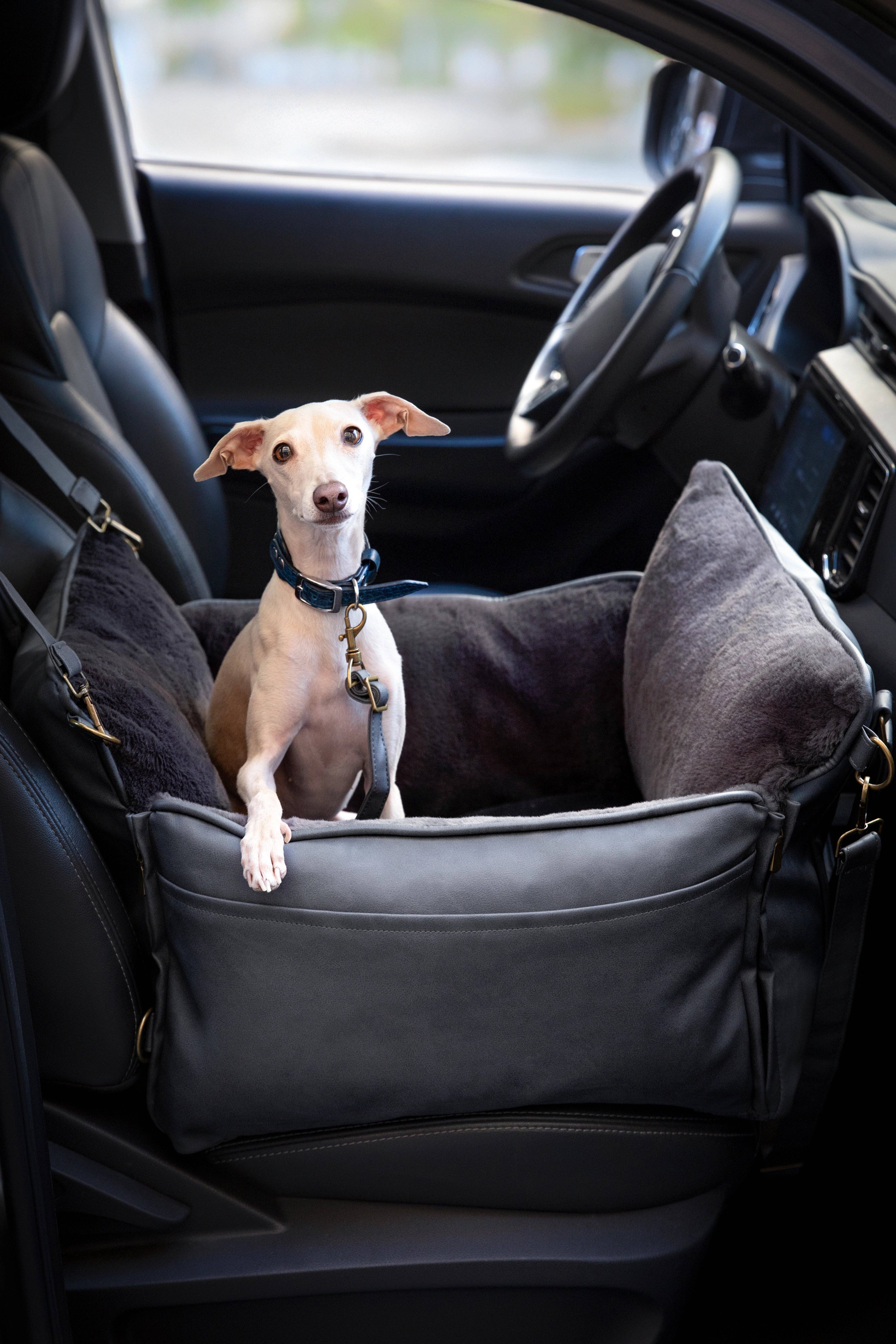 NOAH AND PAW LLC – wholesale Pet carrier – Cat/dog – Dog Car Seat Carrier Orthopedic Crushed Foam, Black, Vegan Leather1