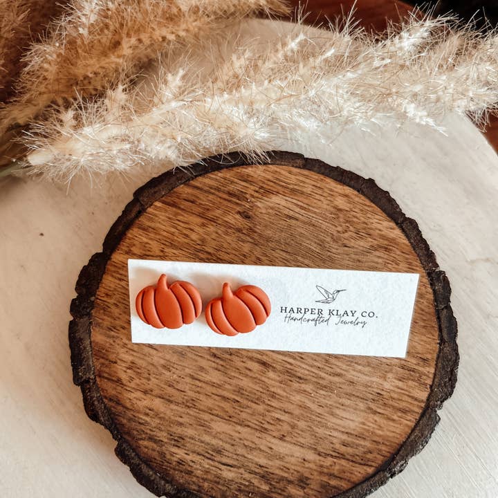 Harper Klay Co - Wholesale Jewelry Set - The Perfect Pumpkin Studs- Fall Polymer Clay Stud Earrings1