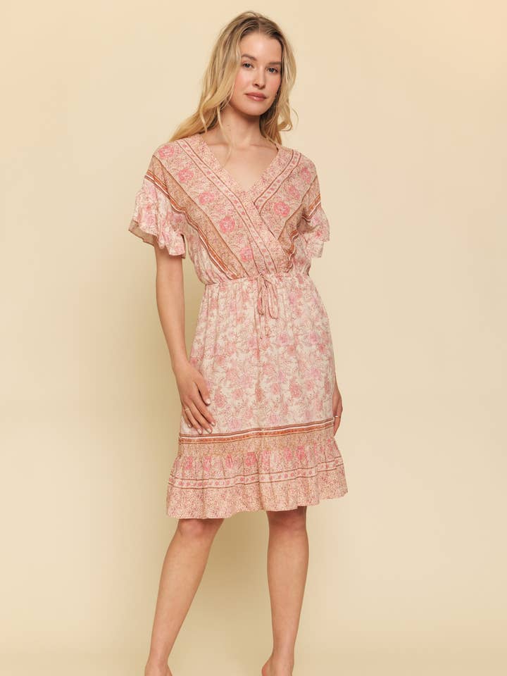 55993 Ruffled Border Print Dress for wholesale by Mystree