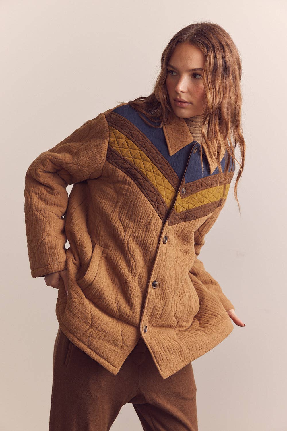 Coco Color block cotton bomber jacket for wholesale on Faire2