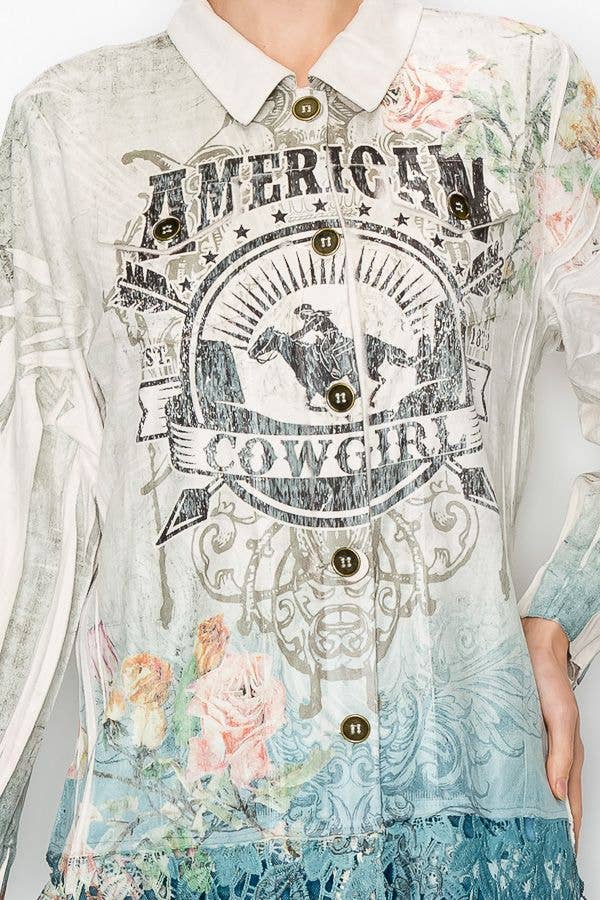 Faux Suede Button-Up Jacket With Lace Trimming – 4539IV/AMERICAN COWGIRL for wholesale on Faire3