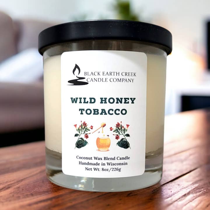 Wild Honey Tobacco Candle for wholesale by Black Earth Creek Candle Company