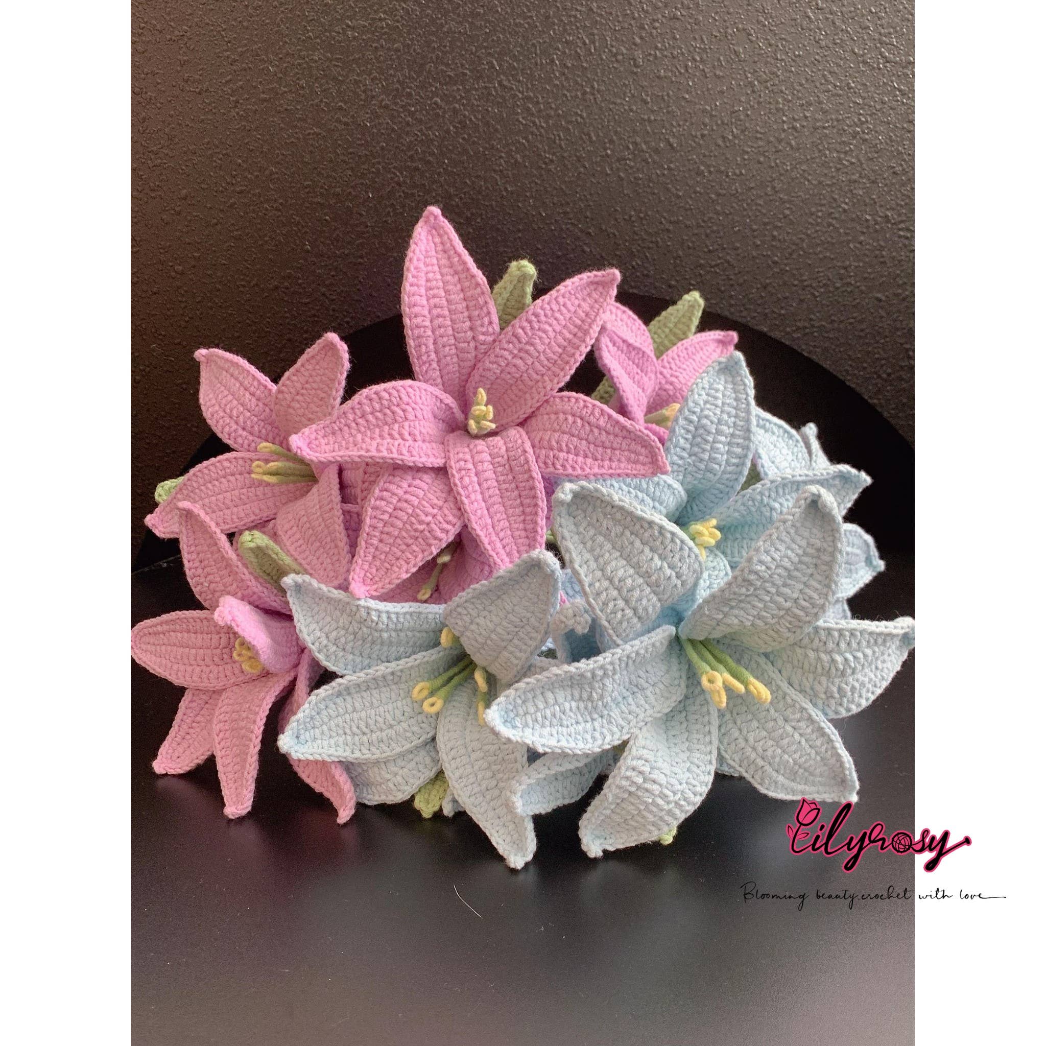 Lilyrosy（Duty free) - Vendita all'ingrosso Fiori finti - Fiori di giglio all’uncinetto Lilyrosy, regali fatti a mano9