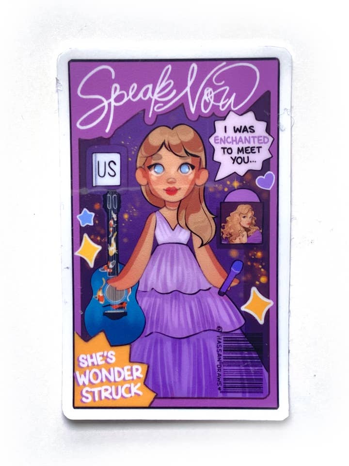 Taylor Eras Speak Purple Inspired Doll Drawing Sticker Decal for wholesale by Hassan Draws