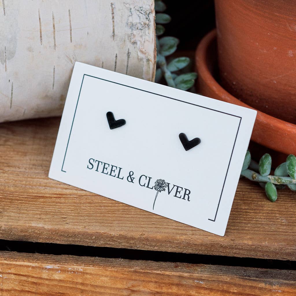 Steel & Clover - Vente Clous d'oreille - Boucle d'oreille à tige Heart Valley7