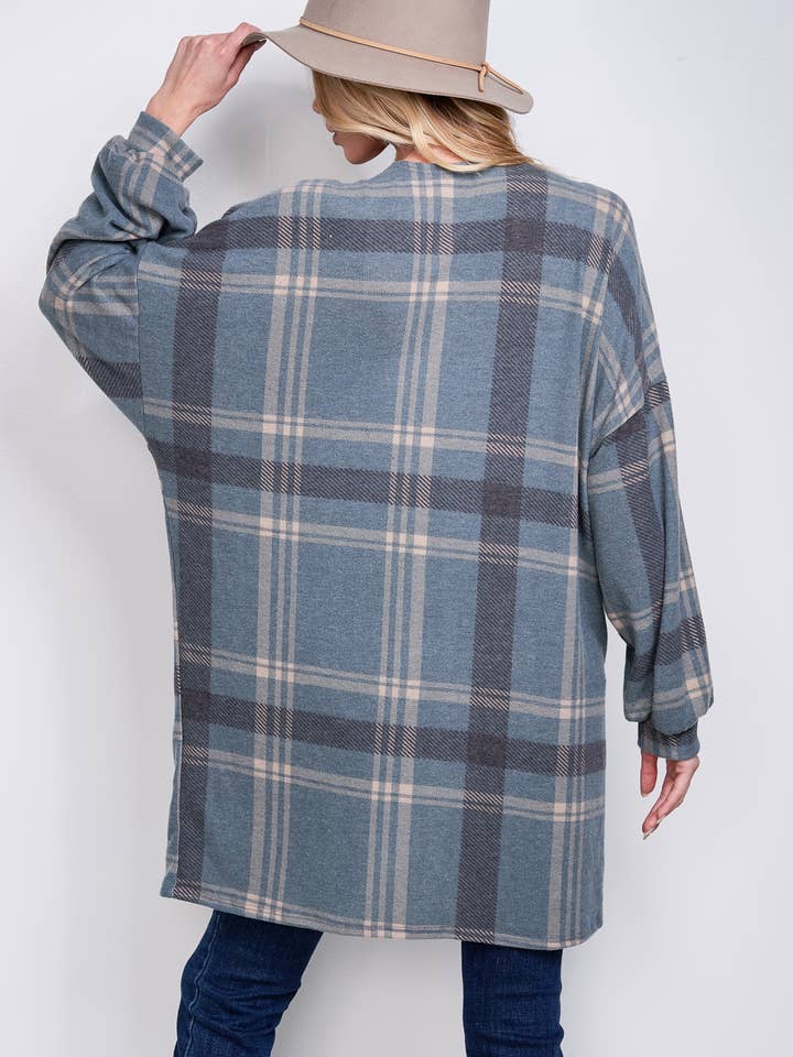 Phil Love - Wholesale Kimono - Women's - T872F02 - Preppy Plaid Loose-Fit Women's Kimono Cardigan11