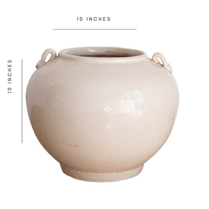 Luxe B Co - Wholesale Plant Pot - Cream Glazed Vintage Inspired Pot1