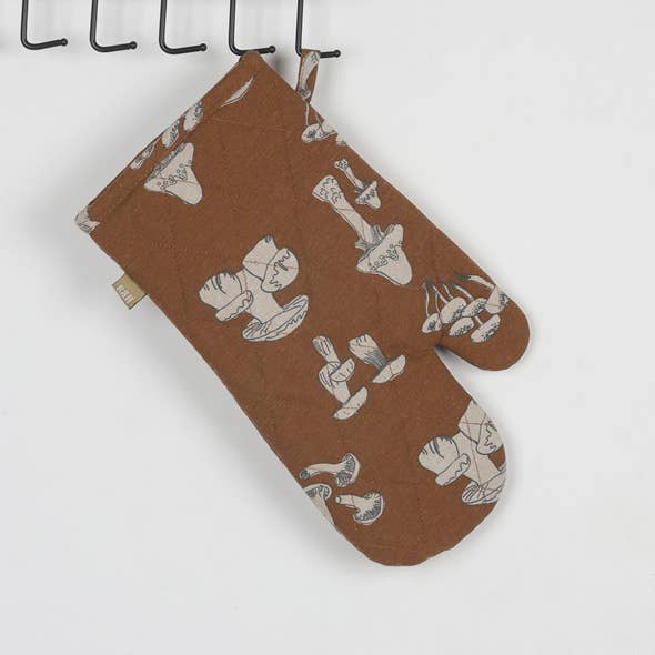 Raine & Humble - Wholesale Ovenwant/pothouder - Gewatteerde Ovenwant - Paddenstoel - Bruin1