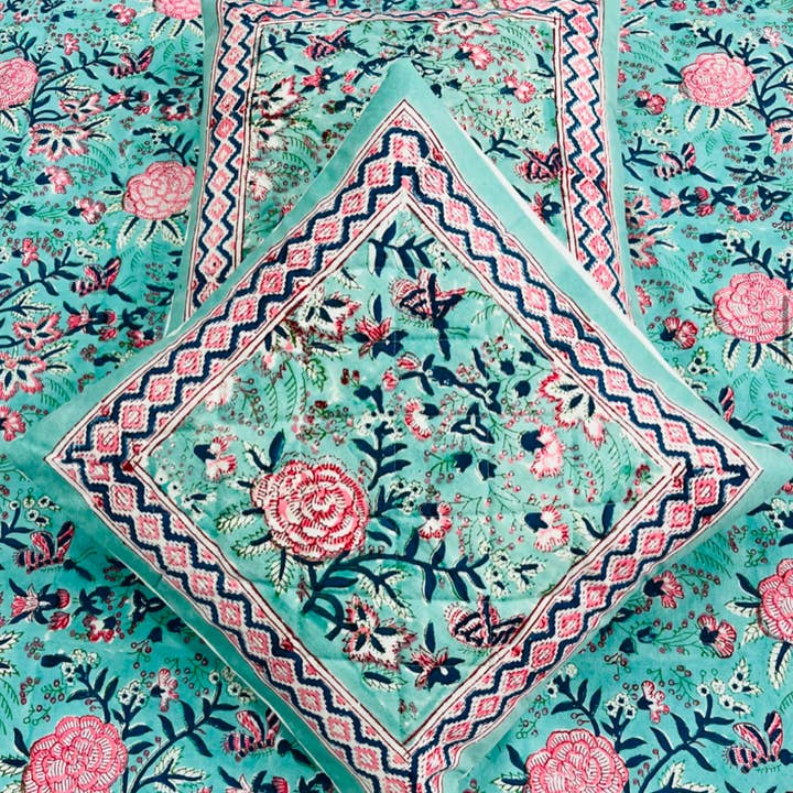 Desi design and chai - Wholesale Throw Pillow Cover - Block Printed and Handmade 16x16 Cushion cover, throw pillow0