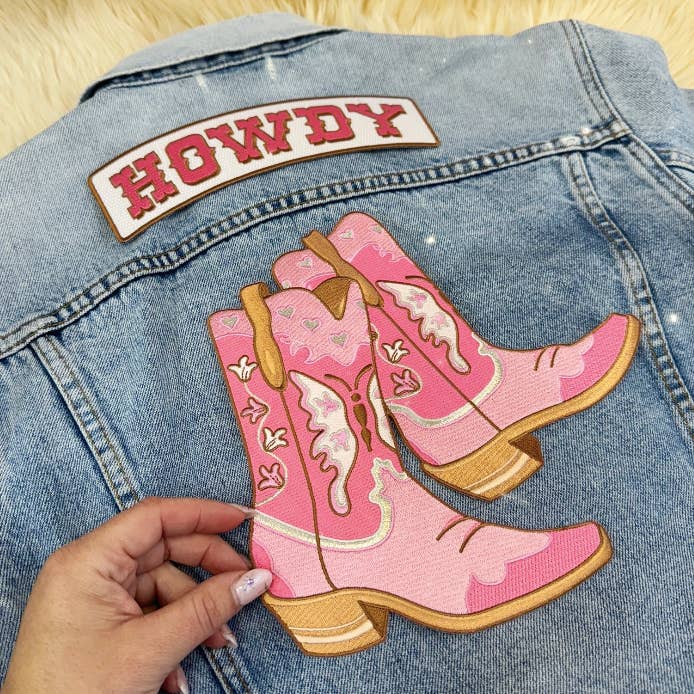 Wildflower + Co. – wholesale Patch – Pink Cowgirl XL Back Patches - Boot + Howdy