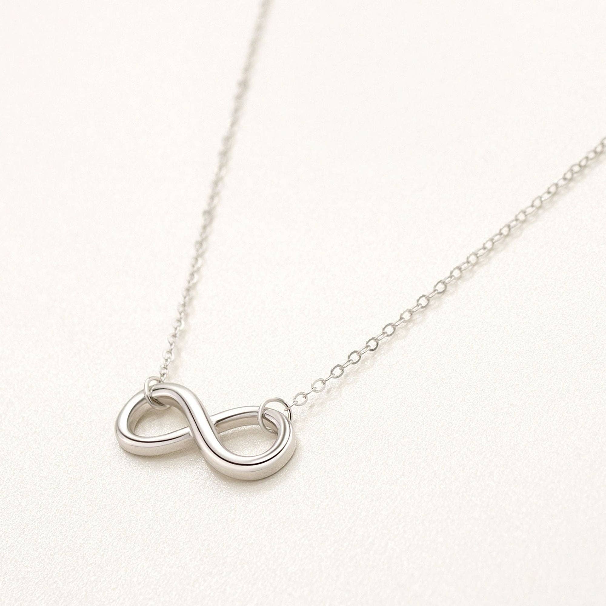 925 Sterling Silver Plain Infinity Necklace for wholesale on Faire2