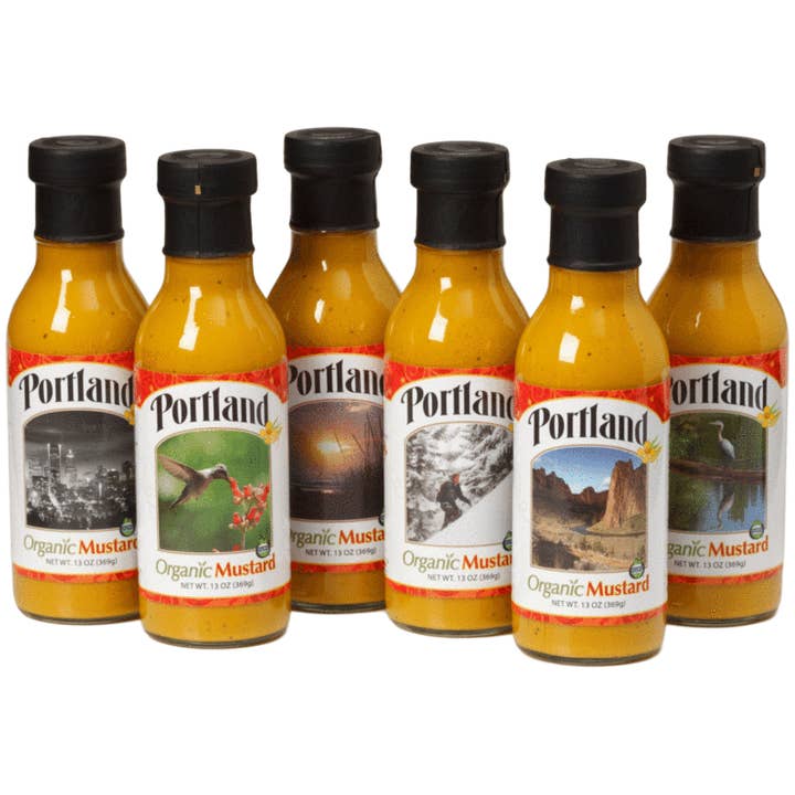 Portland Organic Yellow Mustard 13oz Glass Btls for wholesale by Portlandia Foods