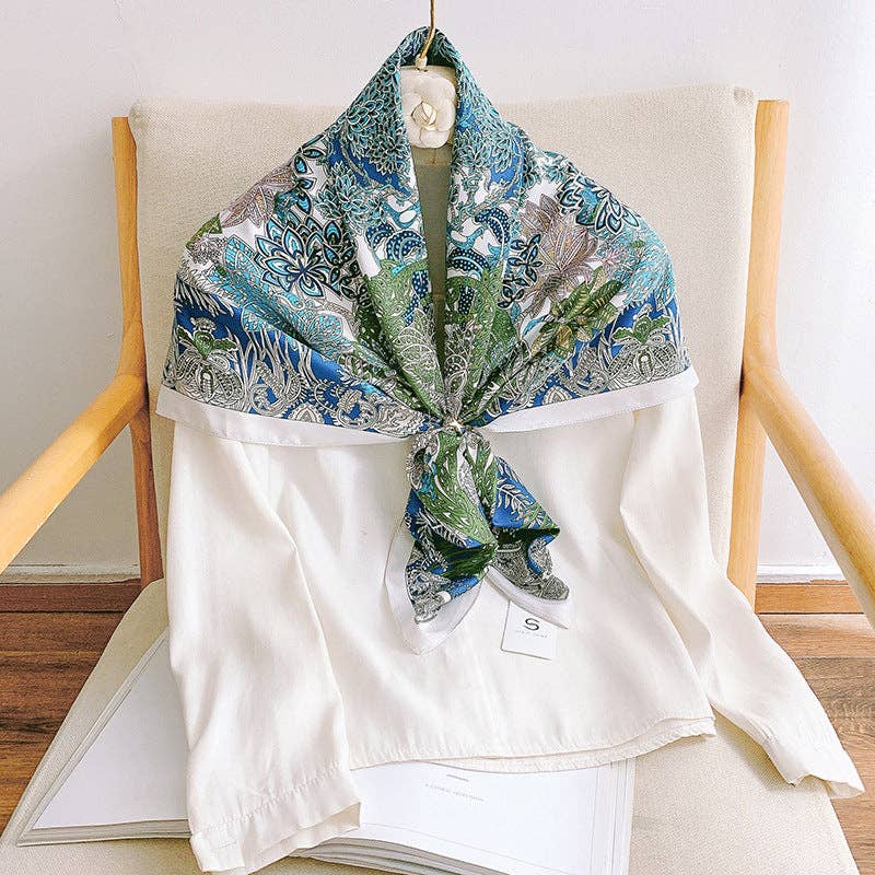 Marayn - Vendita all'ingrosso Sciarpa - Donna - Sciarpa di Seta Floreale Vintage 2025 Elegante Scialle6