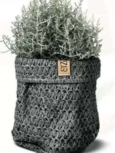 Knitted Paper Basket Grey | White for wholesale by Made for Little Monkeys