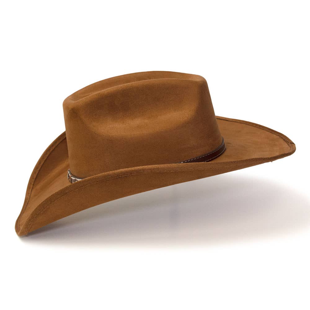 Western Express - Vendita all'ingrosso Cappello da cowboy - Unisex - Cappello da mandriano western in camoscio color terra di Siena bruciata con fascia in pelle4