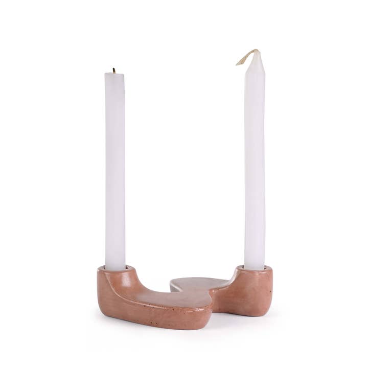 Portavelas de hormigón nórdico estilo «S», marrón para venta al por mayor de Casa Amarosa