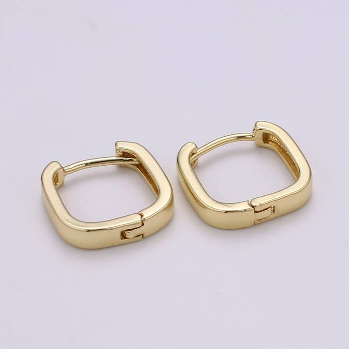 Aim Eternal - Wholesale Huggie Earrings - Chunky square huggie hoop geometric earrings gold chunky pipe bar street style mini hoop earrings minimalist stacking hoops Jewelry | Q-425