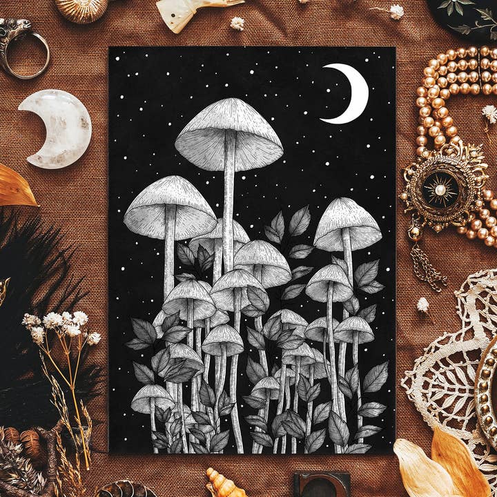 Starlight Mushrooms - Giclée Art Print for wholesale by Print is Dead