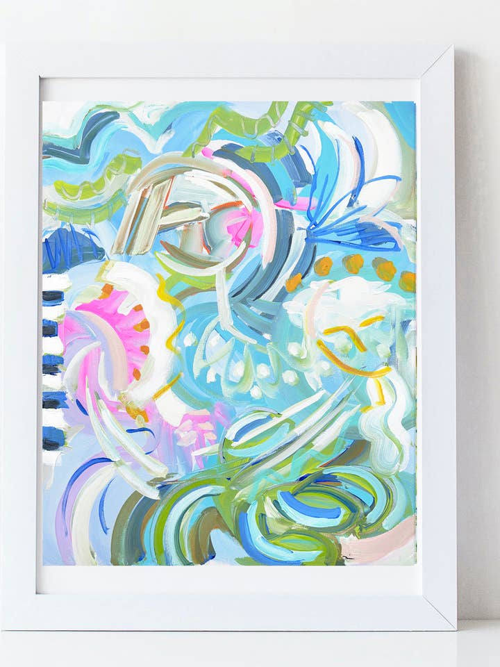 Druck auf Papier, Abstrakte Kunst, „Blue Bliss“ für den Großhandel von Maren Devine Art