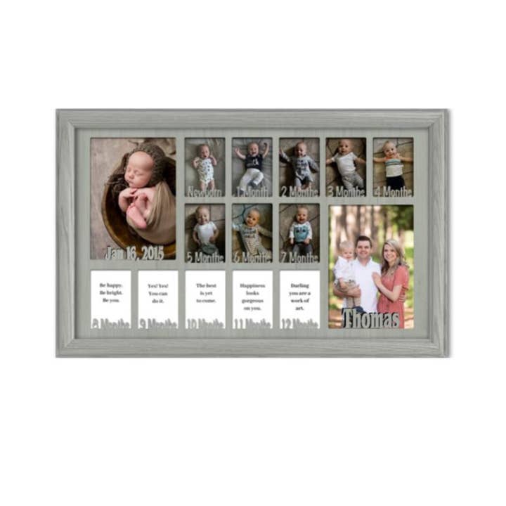 Cadre personnalisé pour bébé, première année, peut contenir treize personnes de 2,5 pouces x 3 pour la vente par Northland Frames and Gifts Inc