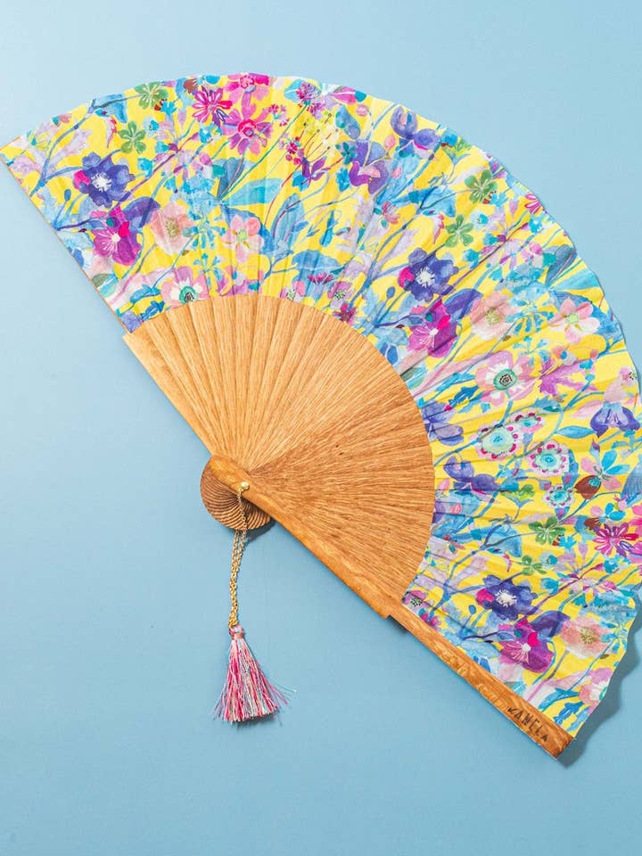 Solfjäder Oleo Gul för wholesale av Kanela Fans