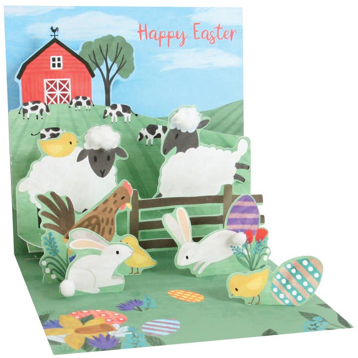 Pop Up 3D Treasure Osterkarte Easter Farm für den Großhandel von Popshots Studios