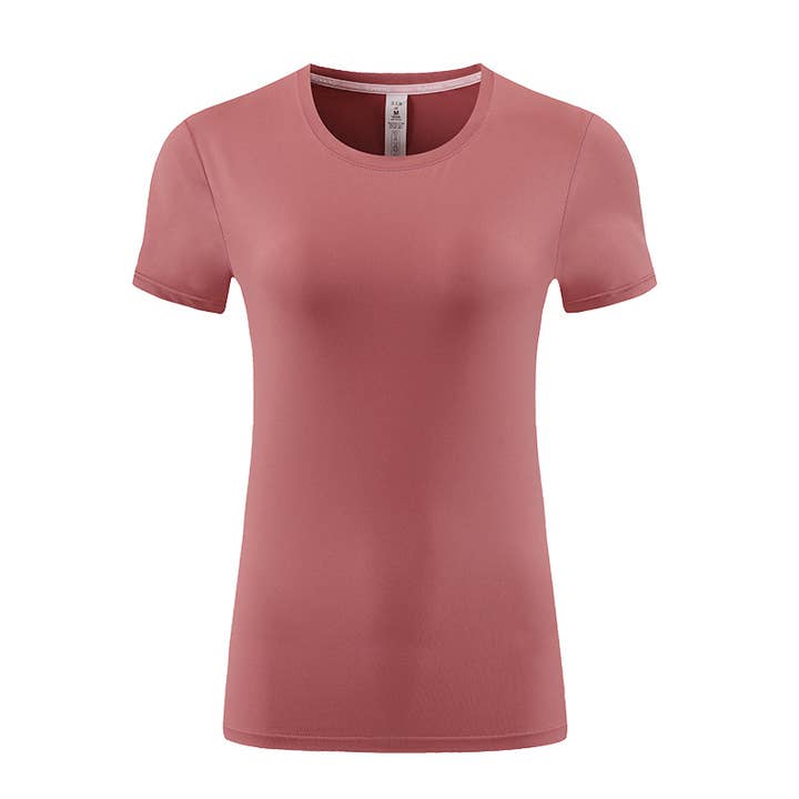 Women's Ice Silk Short Sleeve Sports Round Neck Yoga T-shirt for wholesale by WONDERXFANS