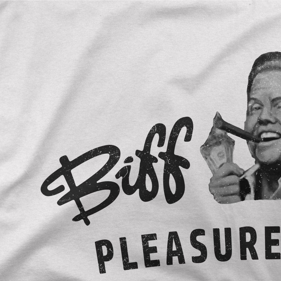 Art-O-Rama Shop - Wholesale Screen Printed T-Shirt - Unisex - Biff Tannen's Pleasure Paradise Dusted Logo - Back to the Future T-Shirt1